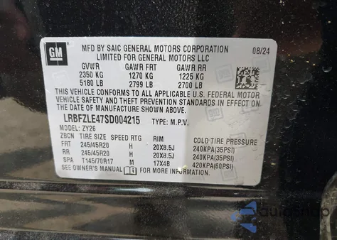 2025 Buick Envision Sport Touring Awd из США, поврежденный, VIN LRBFZLE47SD004215